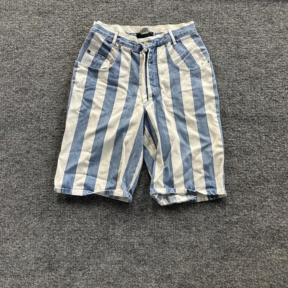 Good People Shorts Womens Size 5/6 Blue White Striped High Waisted Cotton Denim